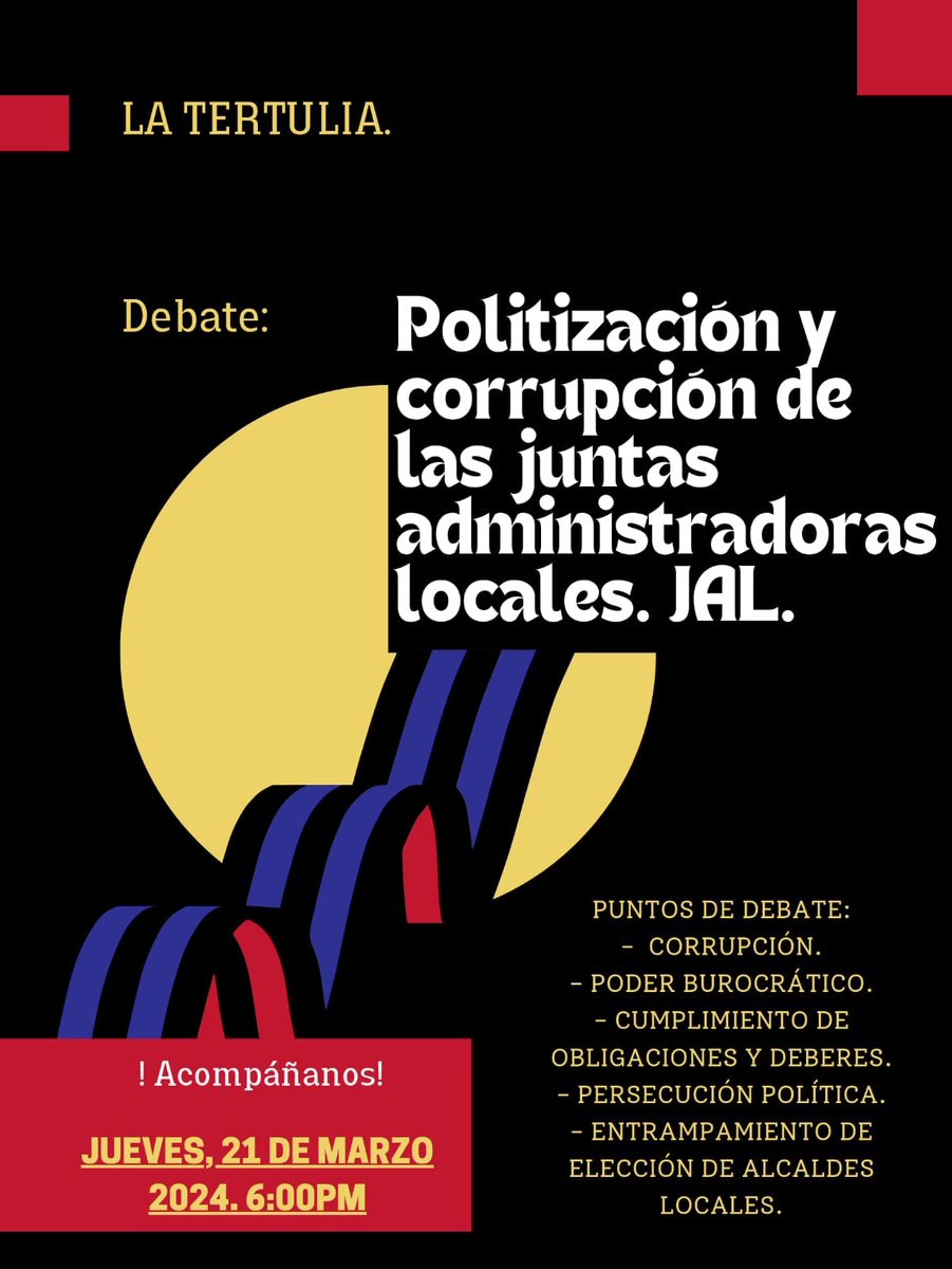 FrediiEs's tweet photo. Debate: Politización y corrupción de las juntas administradoras locales. JAL.

Acompañamiento de:

Diana Barragán - Precandidata a edil de Suba.
Stella Huaza - Precandidata a edil de Suba.
Edgar Salamanca - Precandidato a edil de Suba. https://t.co/ST4NELDbc5