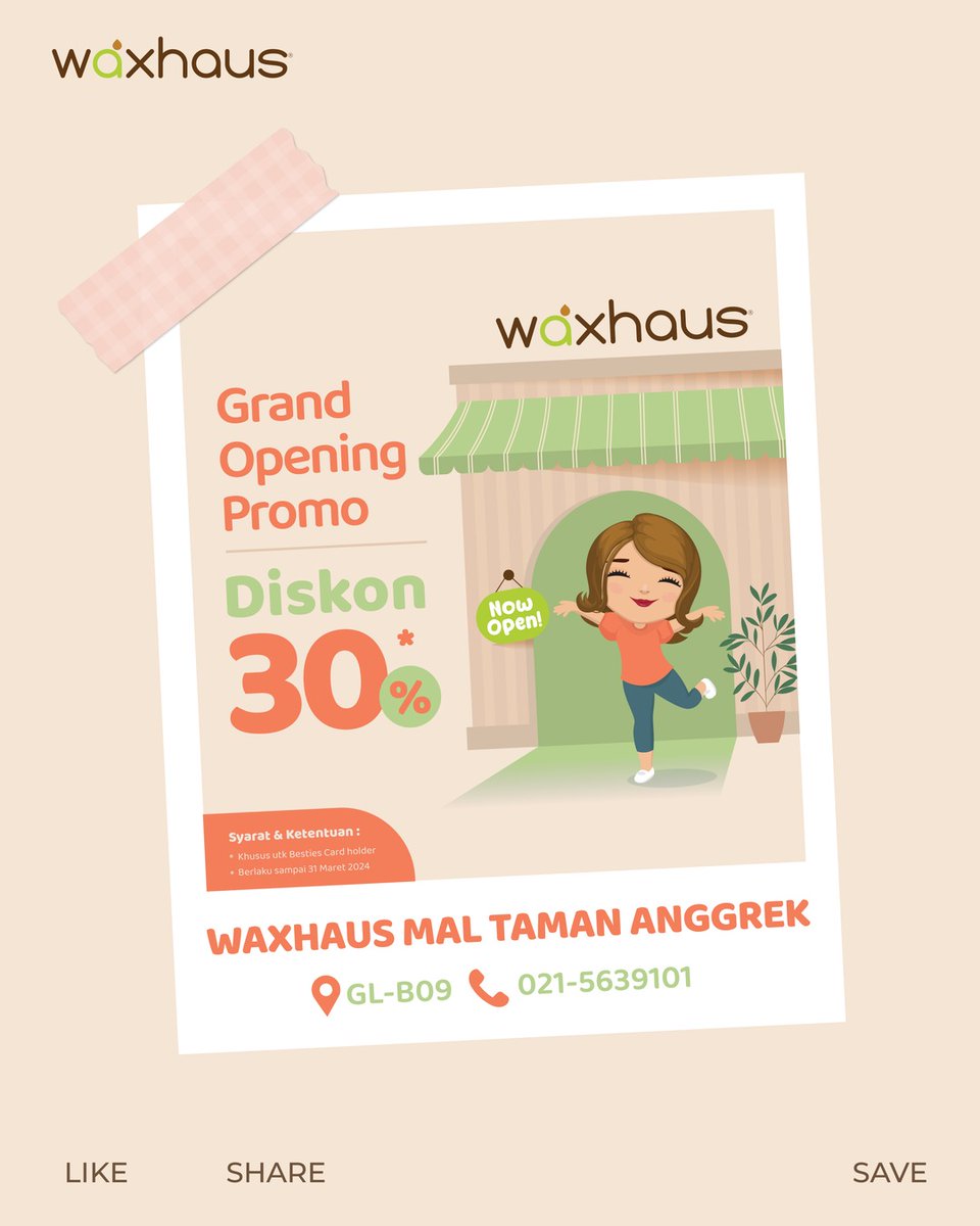The wait is over! Waxhaus sekarang ada di Mal Taman Anggrek, besties 🥳 Buruan dateng hari ini karena banyak promo-promo surprise buat kamu 🤩 #AyokeWaxhaus Mal Taman Anggrek sekarang! #WaxhausMTA #FunWaxhaus