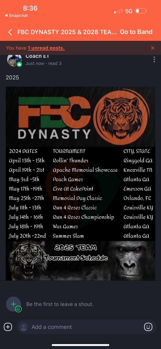 Class of 2025 FBC Tournaments!