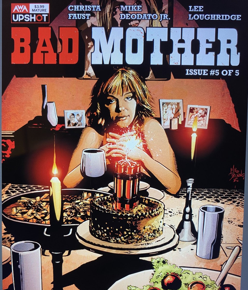 Great book to finish the night - I flew through the rest of BAD MOTHER-and April definitely  is all that and more-w/action and excitement-great characters overcoming the odds-good beats evil-what else can I ask for @faustfatale @mikedeodato @leeloughridge @dezicnt @AWA_Studios