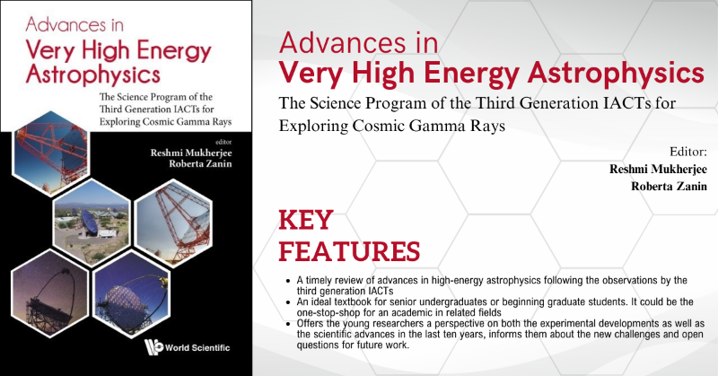 worldscientific's tweet photo. Explore the universe's violent phenomena with ground-based imaging atmospheric Cherenkov telescopes #IACTs. This book reviews progress in very-high-energy #astrophysics, covering #cosmicrays, compact objects, #gammaray #cosmology, and #darkmatter.