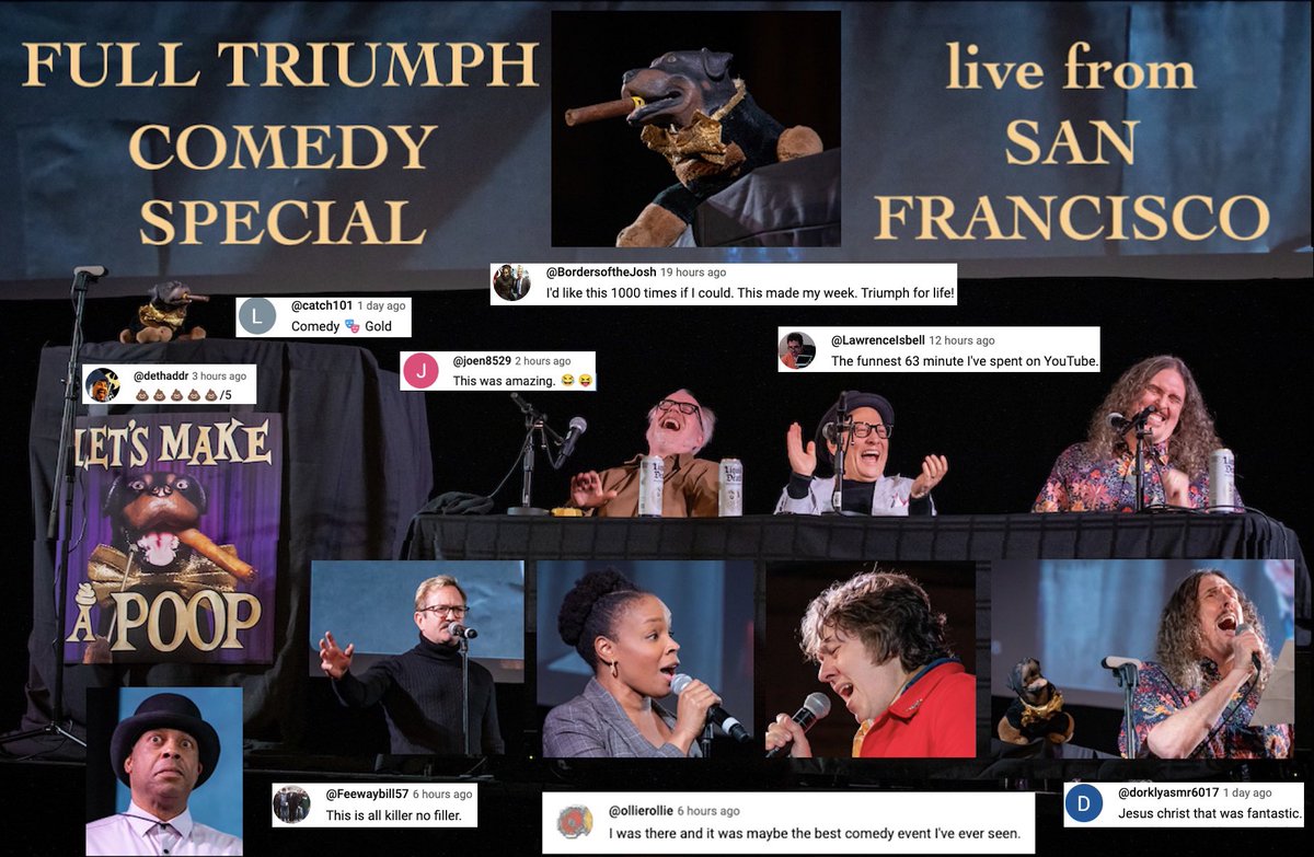 Check out my pal @TriumphICDHQ’s latest comedy special #LetsMakeAPoop LIVE from @SFSketchfest. youtu.be/QJYS0IIN7hc