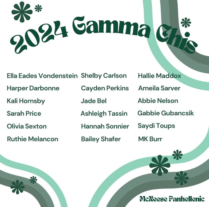 Congratulations to our 2024 Gamma Chis! 💚
We can’t wait for Fall Rush! Geaux Greek!!!