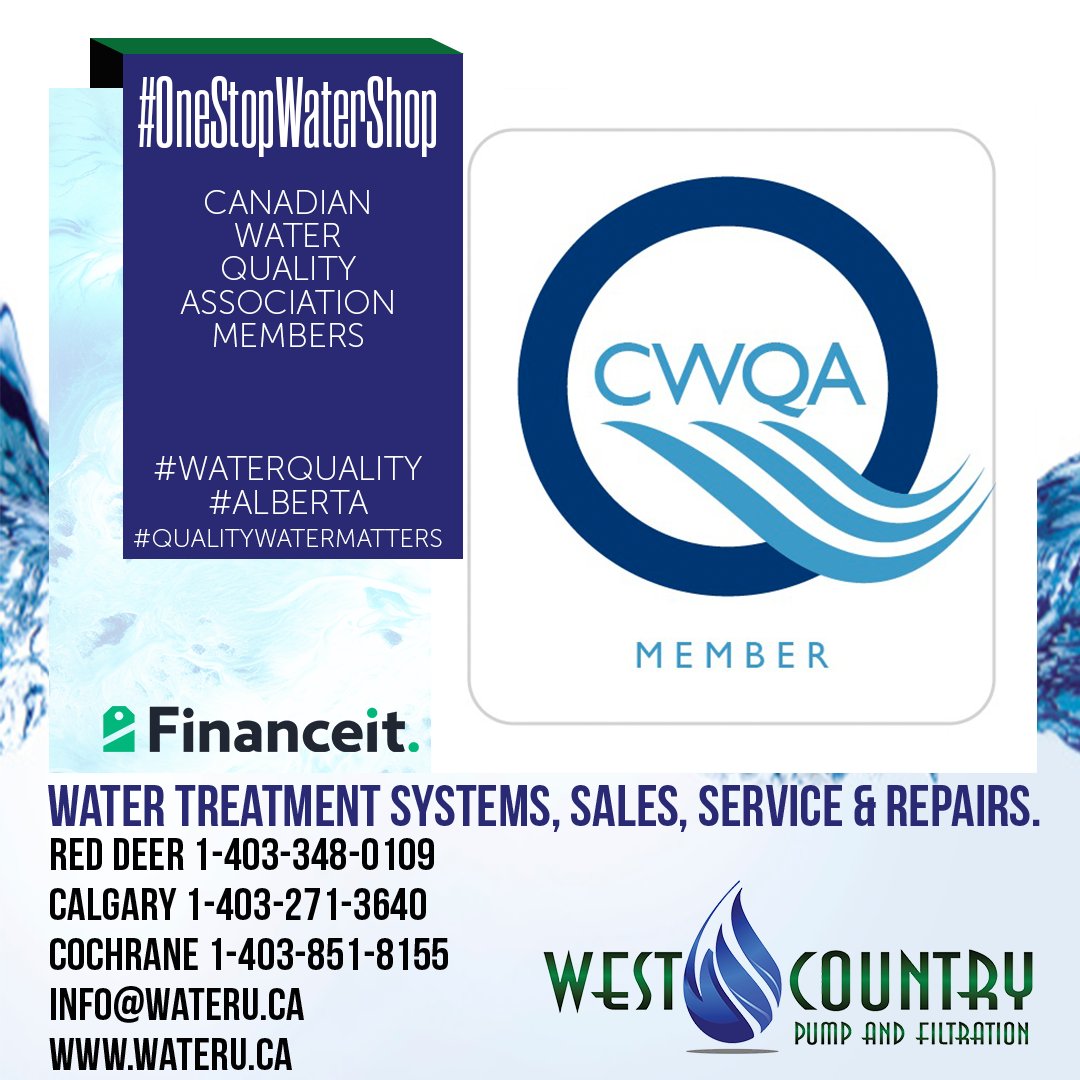 Looking for a reliable and trusted water treatment company? Look no further than West Country Pump and Filtration Ltd - proud members of the Canadian Water Quality Association. Info@wateru.ca
#CWQA #reliable #trustworthy #waterquality #WestCountryPump #OneStopWaterShop