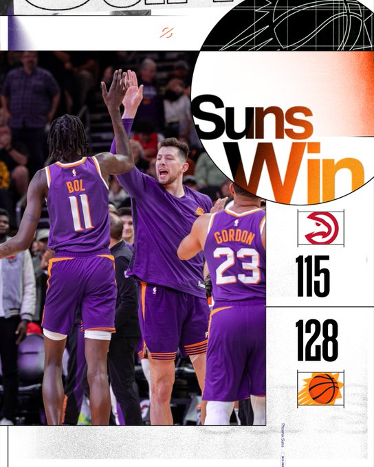 Suns win! 115 Hawks, 128 Suns 