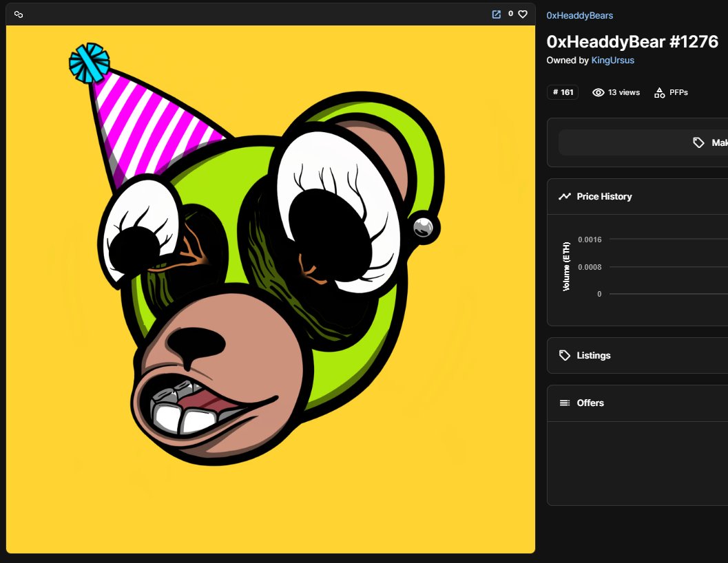 0xHeaddyBears | 2036! MINTED! (@headdybears) on Twitter photo Big Shoutout to <a href="/KingUrsus1/">King Ursus</a> for Purchasing Secondary! Got themselves a nice Crazy Eye & Party Hat combo!
its like its celebrating its new friend and owner!!
Thanks for joining our #NFTcommunity!
#polygoncommunity #PolygonNFT Big Shoutout to <a href="/KingUrsus1/">King Ursus</a> for Purchasing Secondary! Got themselves a nice Crazy Eye & Party Hat combo!
its like its celebrating its new friend and owner!!
Thanks for joining our #NFTcommunity!
#polygoncommunity #PolygonNFT