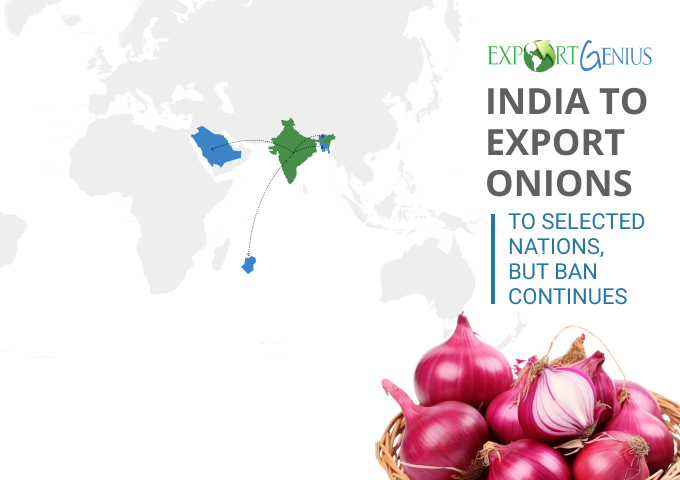 Amid export ban on onion that will continue till March 31, 2024, India has permitted exports of 54,760 tonne of onions to Bangladesh, Bahrain, Bhutan, and Mauritius. Read more at bit.ly/4bWZagC #onionexport #exportban #onionban #exportmarket #onionprice #export