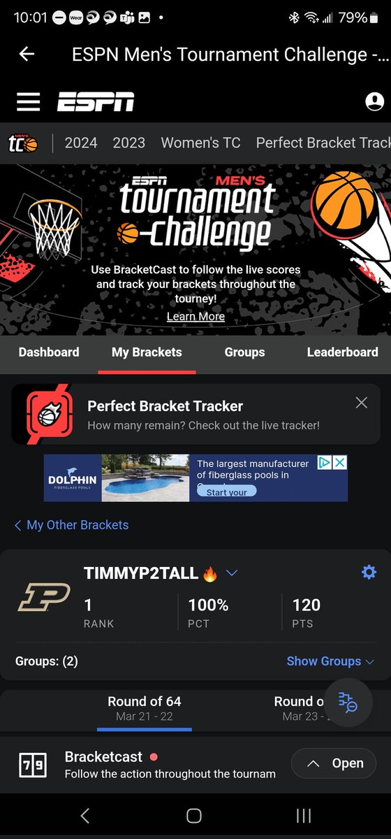 Gotta boast.  Currently .... I'm sitting with a perfect 12/12 #MARCHMADNESS tournament bracket!   Feelin' pretty good.
