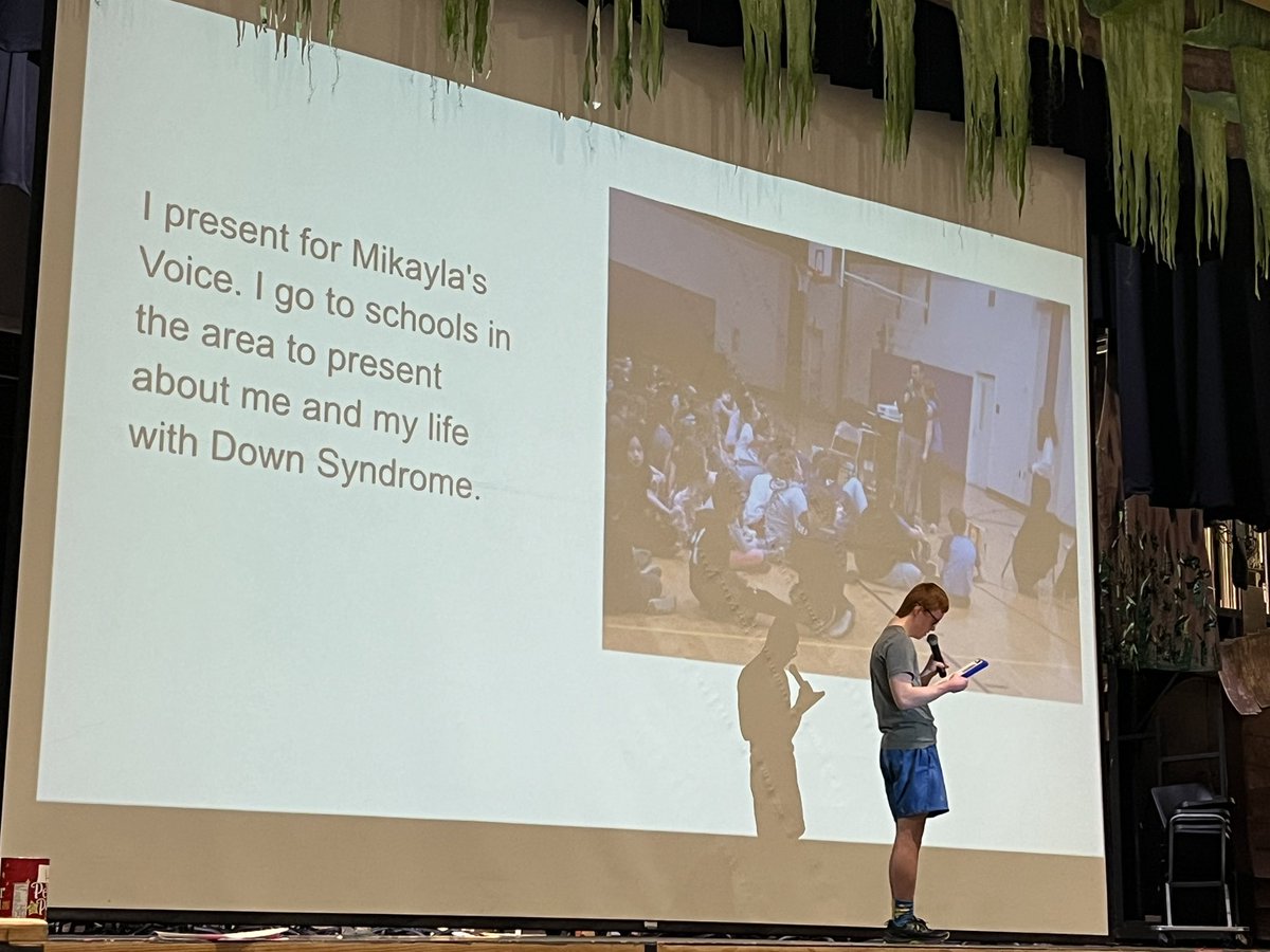 BeckyLieb4's tweet photo. My man Q presented today @CmhsOfficial  on World Down Syndrome Day! 👏🏽 Way to go, Q! You’re a born entertainer and an inspiration! @CMSEOutreach @McFarlandBarron https://t.co/3wzjPZ5tWJ