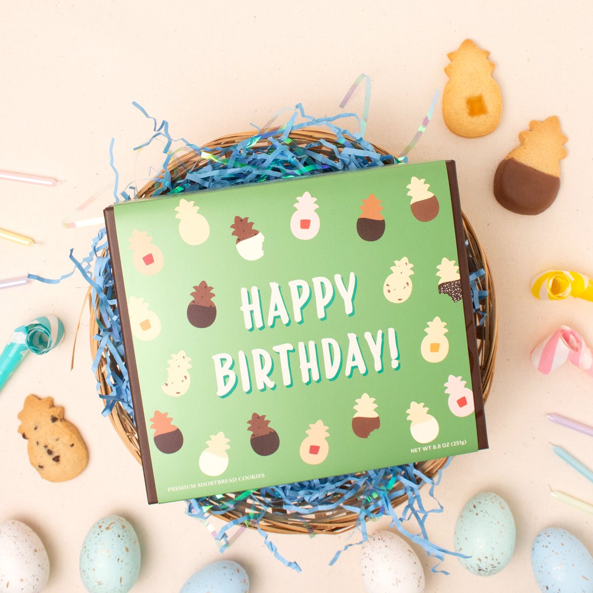 Calling all spring birthdays! 🎊 Filled with 16 cookies in 8 flavors, wish someone special a 'Happy Birthday' with our celebratory Birthday Gift Box. 🎁