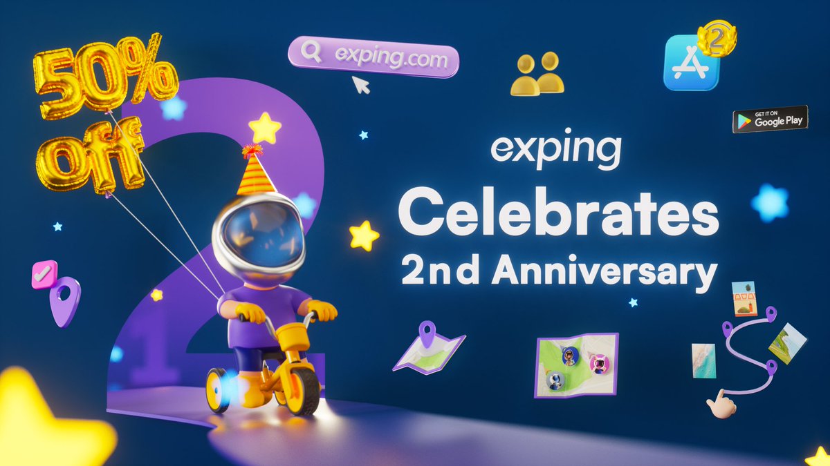 #exping 2nd Anniversary!🥳

To celebrate, we're offering a SPECIAL DEAL: 🎉50% OFF Annual Membership! 🎉

📅 March 21st - March 22nd, 2024 

#map