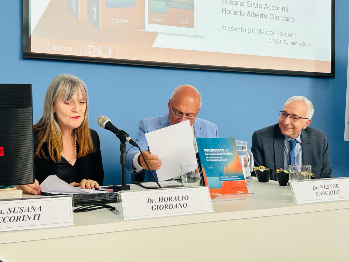 Gracias x acompañarnos hoy en la presentación de la 3ra Actualización del libro "Recursos de la Seguridad Social, Procedimientos y sentencias esenciales " en el <a href="/CPACF/">C.P.A.C.F</a> 
<a href="/LaLeyRedaccion/">TRLaLey - Redacción Jurídica</a> <a href="/Contadoresenred/">Contadores en Red</a> <a href="/ConsejoCABA/">Consejo CABA</a> <a href="/AFIPcomunica/">naza3p</a> <a href="/forumfiscal/">forumjuridicofiscal</a> <a href="/Marogriega/">Marina Antonoglou</a> <a href="/AnaMariaKaiser1/">Ana Maria Kaiser</a>