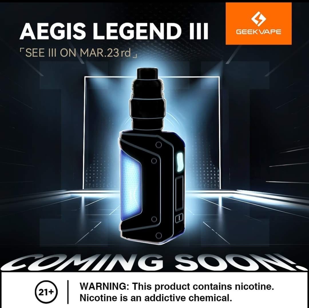 AEGIS LEGEND 3 [Coming Soon]🥰
✅Smart lock technology
✅MEMORY mode
✅IP-68 rating and more! Stay tuned!

#AegisLegendIII #VapeLife #Geekvape #geekvp #Geekvape #Legend3 #geekvape #aegislegend3