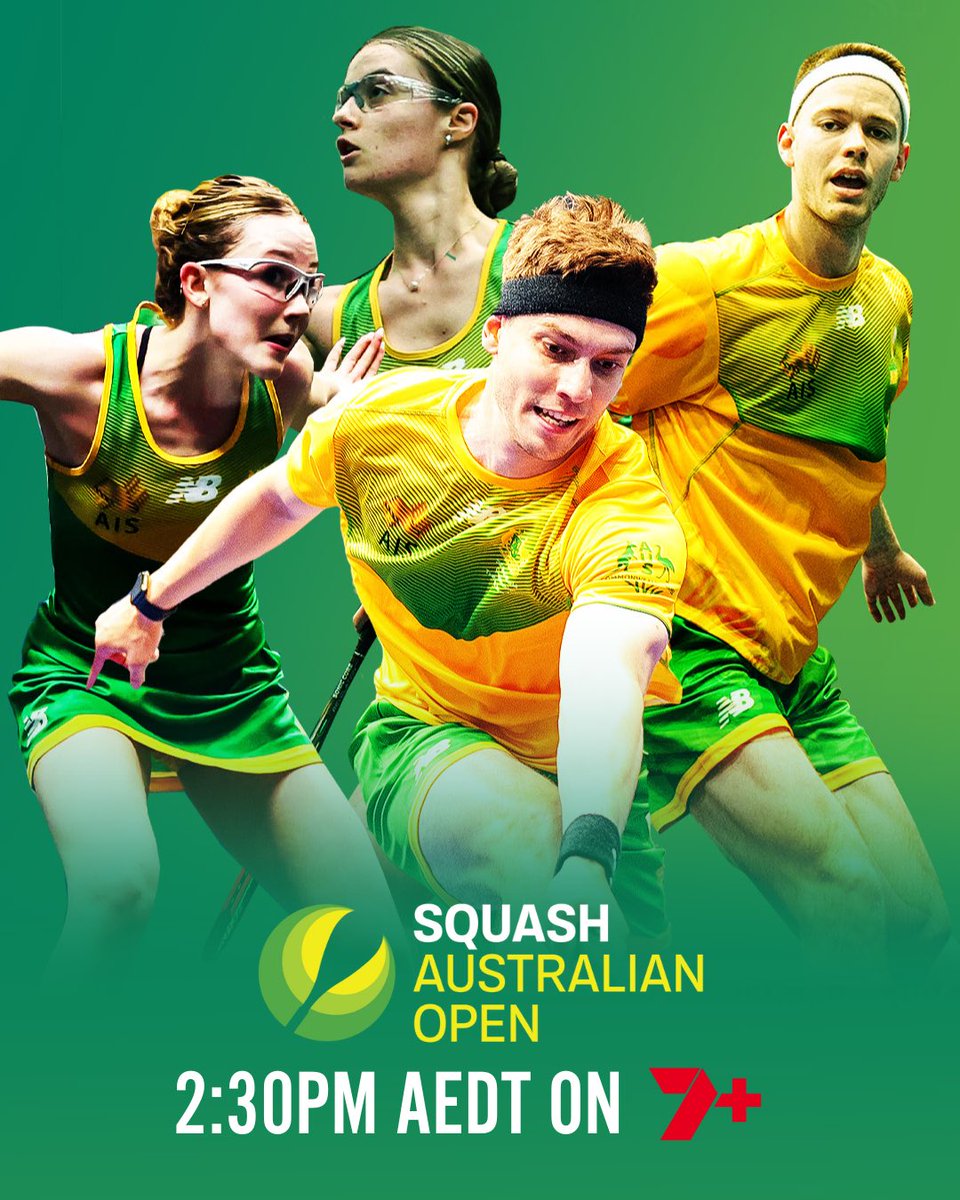 Get set for an action packed Friday as some of the world’s best descend on Sydney for the Squash Australian Open 🏓🇦🇺

💻 Catch all the action LIVE &amp; FREE on <a href="/7plus/">7plus</a> 

👉 7plus.link/squash