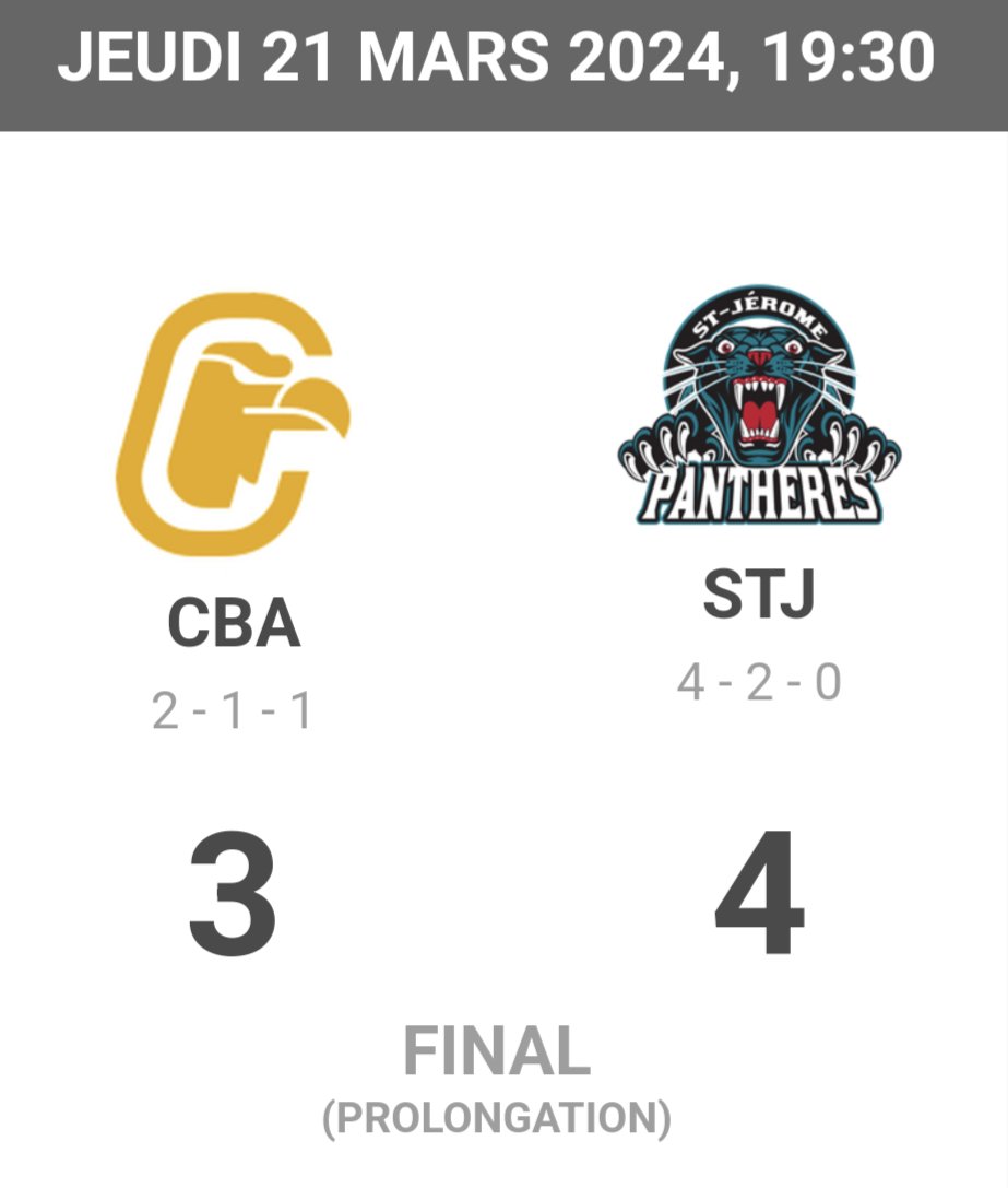 TOMMY-LEE VIEIRA JOUE LES HÉROS EN PROLONGATION 🦸‍♂️

Victoire des Panthères par la marque de 4-3 en prolongation face aux Condors du Cégep Beauce-Appalaches et la série est maintenant égale 2-2.

GO PANTHÈRES GO !!!

#NousSommesEnMission