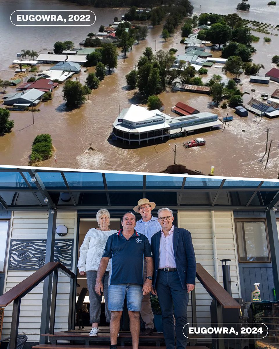 Kay and Max lost almost everything in the devastating floods that hit Eugowra at the end of 2022.

When I visited the community then, homes had been torn from their foundations and pushed onto the street.

We said we’d do everything we could to help locals get back on their feet.