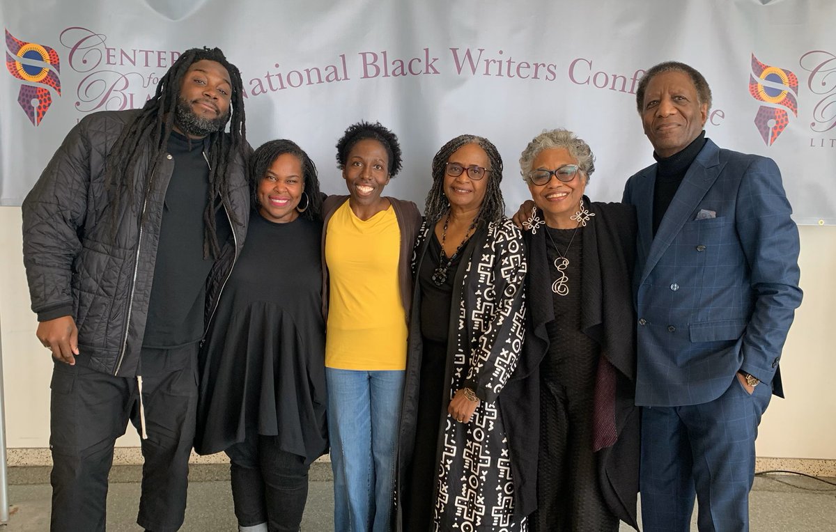So uplifting to have opportunities to share with great friends. From left to right, Jason Reynolds, Renee Watson, Jen Baker, Dr. Brenda Greene, Cheryl and me today at the National Black Writers Conference at Medgar Evers College in Brooklyn, NY