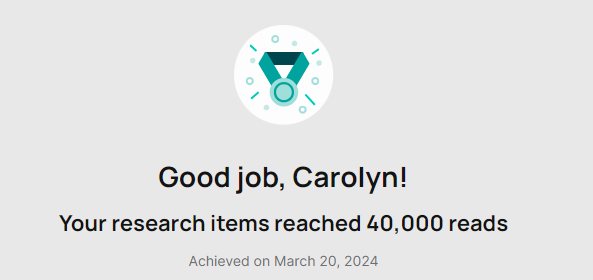 It's inspiring and heartwarming to see this achievement. Thank you to the folks who read because they care about childbearing women, their babies, their families and their experiences. Together, we can change the world for the better! researchgate.net/profile/Caroly… via @researchgate