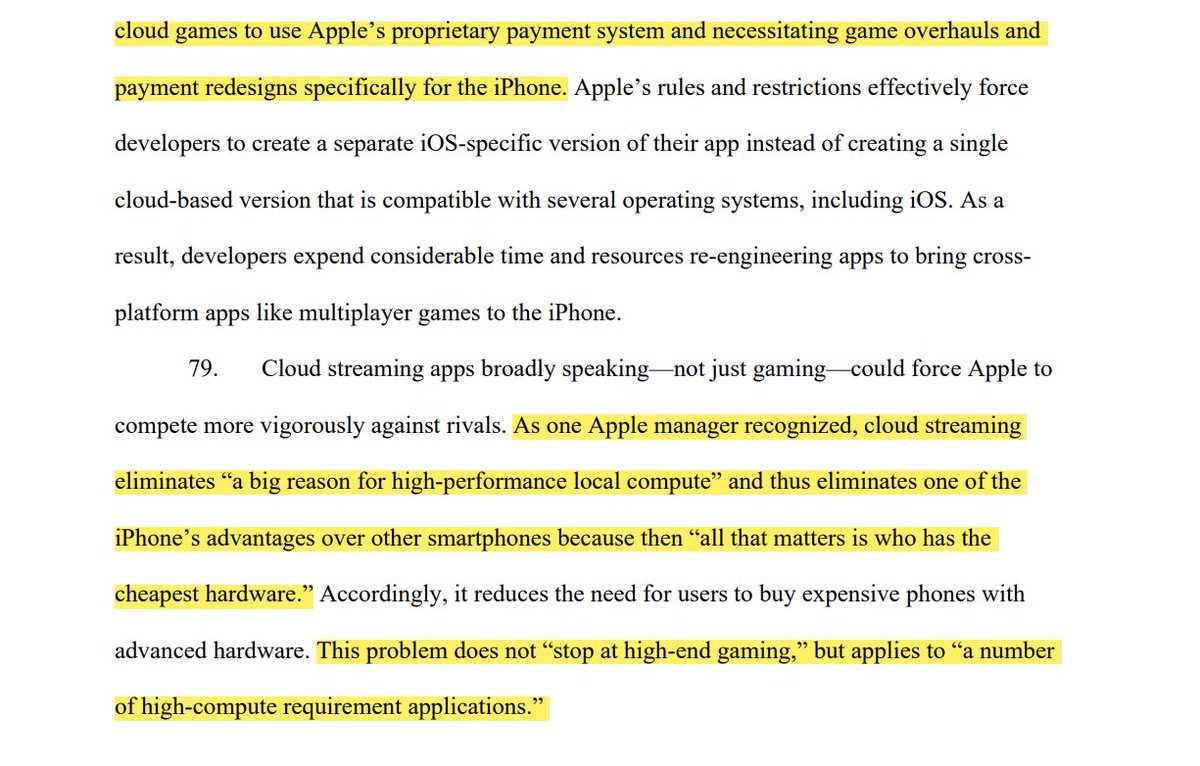 Why fear cloud gaming? It's seen as a direct threat to buying an expensive, and powerful iPhone, according to the DOJ.