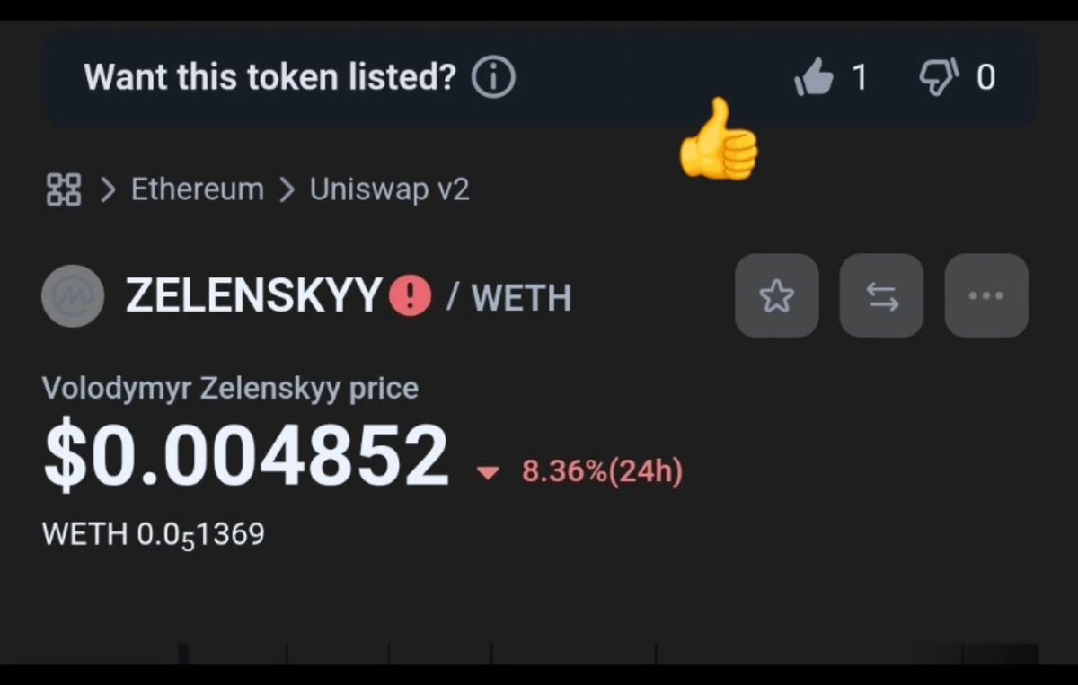 Zelenskyyether's tweet photo. Hey Soldiers, help $ZELENSKYY getting listed in @CoinMarketCap .
Please click the link and give us thumbs up 🇺🇦🫡

https://t.co/0f2iR0ccVc https://t.co/TTOqSIsf3P