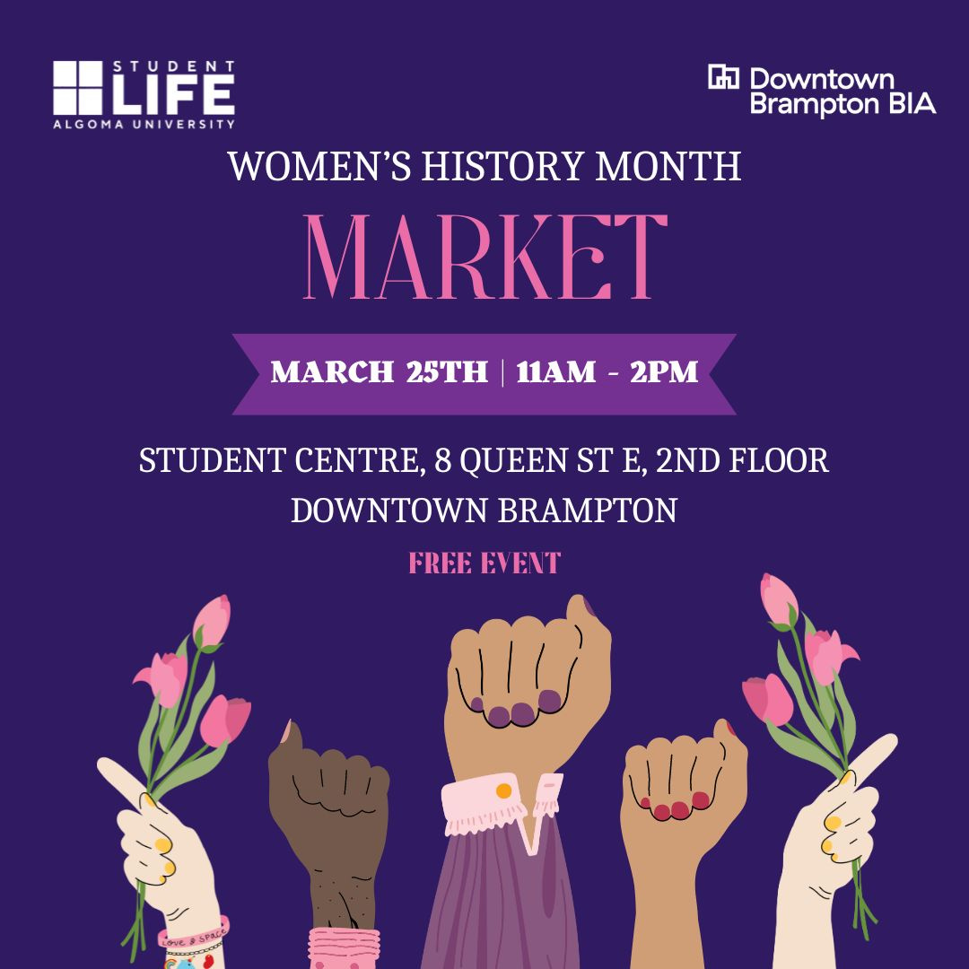 🛍️✨ Join Student Life and BIA for our 2nd market! Showcasing local women-owned businesses to celebrate Women’s History Month! Drop by the Student Centre on Monday Mar 25th, from 11 am - 2 pm to shop, or simply browse and meet amazing local businesses!  #WomenHistoryMonth