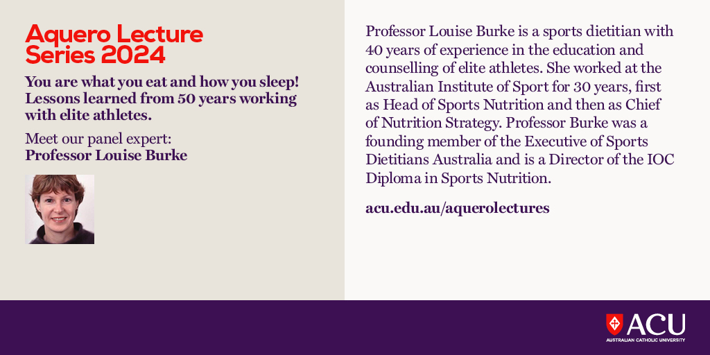 One week to go! In collaboration with @MacKillopACU, join us for a FREE webinar with Prof @ShonaHalson & Prof @LouiseMBurke Sharing their wisdom from 50 years experience working with elite athletes 🏃 📅 18th April 🕛 12 noon acu.edu.au/aquerolectures