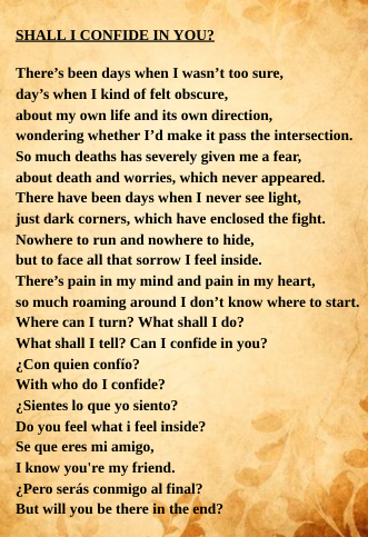 Shall I Confide in You?
Written in 2001
#poetry #WorldPoetryDay