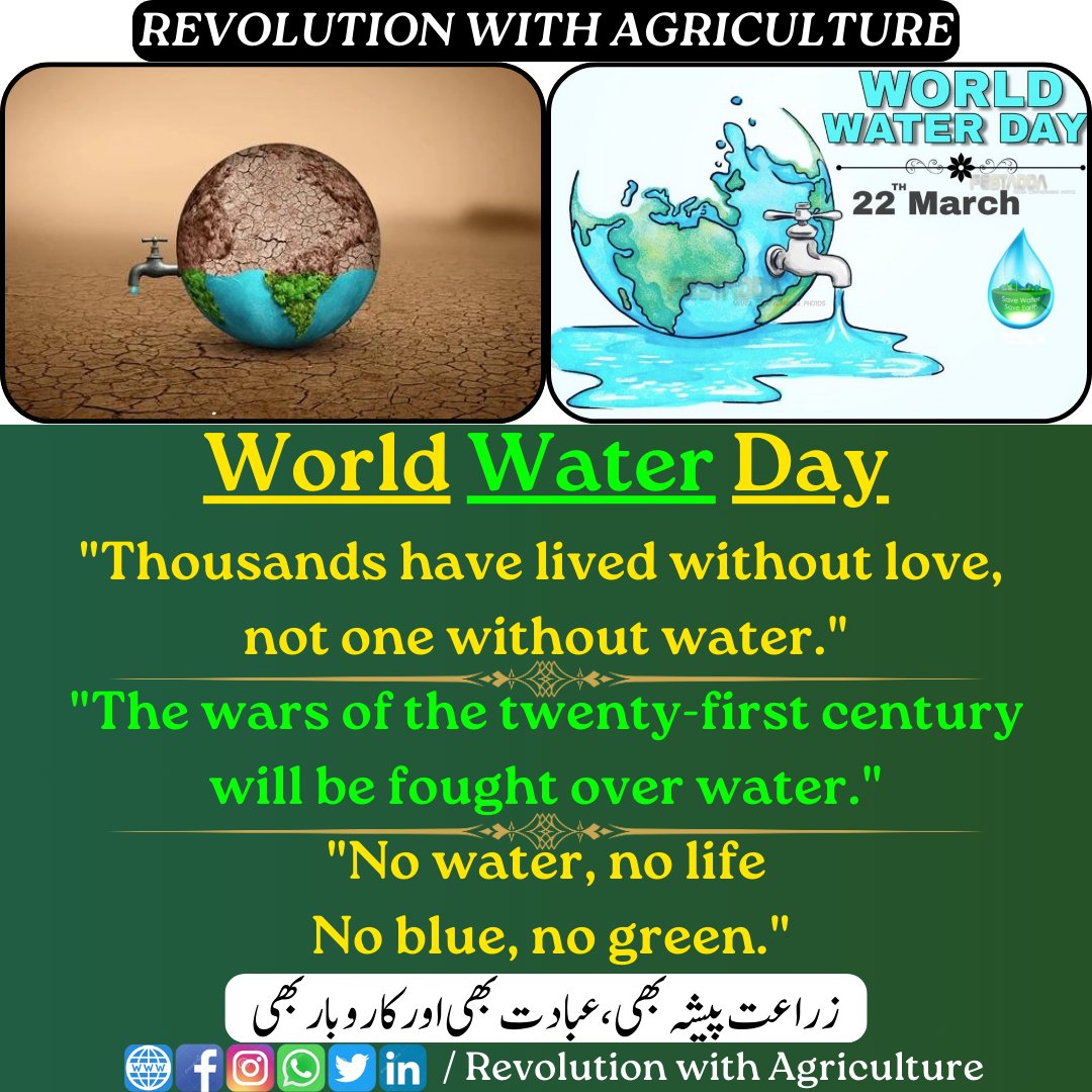 'World Water Day'
#revolutionwithagriculture mumerjaved.com #World #life #Biodiversity #NatureConservation
#WorldWaterDay #WaterIsLife #SaveWater #WaterConservation #EveryDropCounts #WaterCrisis #WaterAwareness #SustainableWater  #WaterSecurity #WorldWaterDay2024