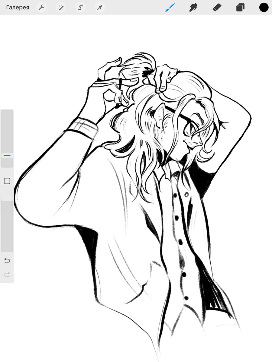 Tatty_Alien's tweet photo. Quick sketch of Gerard with ponytail and glasses 🙏 https://t.co/EdlYJBI9nw