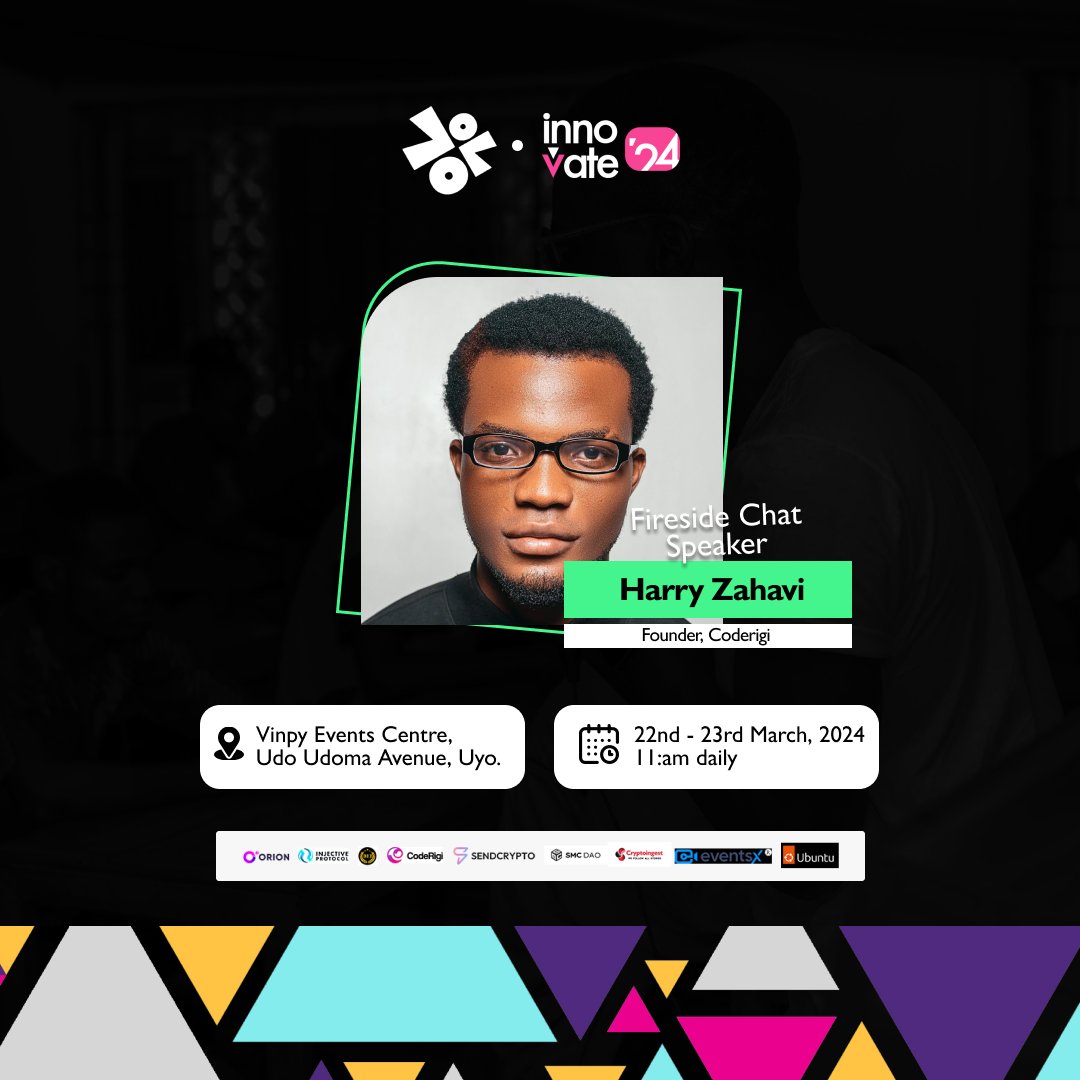 geniuszahavi's tweet image. I will be speaking at Innovate &apos;24 at the Fireside! Join me at Vinpy Events Centre, Udo Udoma Avenue, Uyo, today March 22nd and 23rd at 11:00 AM daily. #Innovate24 #Coderigi #FiresideChat