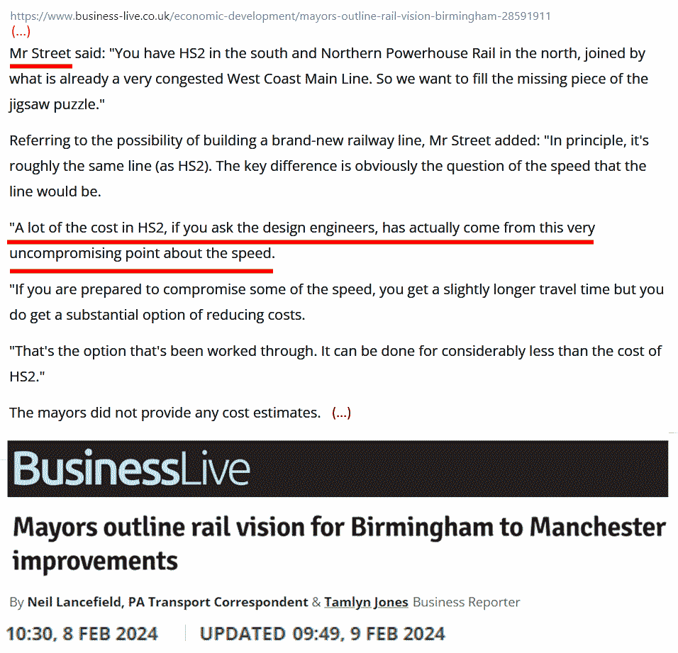 Promoting the vague #2AndysHS2 scheme, West Midlands mayor Andy Street said, 'if you ask the engineers', a lot of the cost in #HS2 originates from the design for high speed. Which contradicts what HS2 Ltd's former chief engineer, Andrew McNaughton, has always claimed.