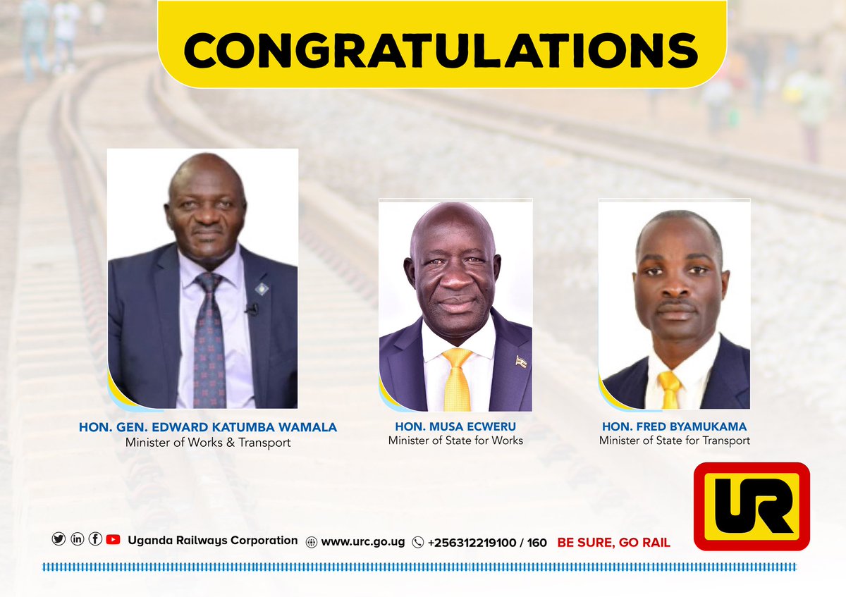 The winning team is here to stay. Congratulations to @GenWamala, Min. of Works and Transport, @HonEchweru, MoS for works and @HonByamukama, MoS for Transport. @mr_bageya @BenonKajuna @sussiekats