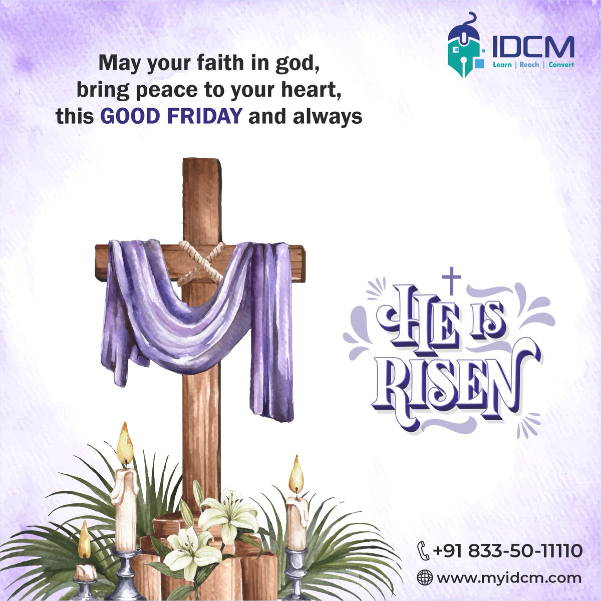 🙏 Wishing you a blessed Good Friday!
May this day bring peace and inspiration to all. ✝️

#myIDCM #LearnWithIDCM #DigitalMarketing #IAmDigitalReady #WinningStrokewithIDCM #goodfriday🙏 #jesuschrist #god #GodsPlan #wishpost