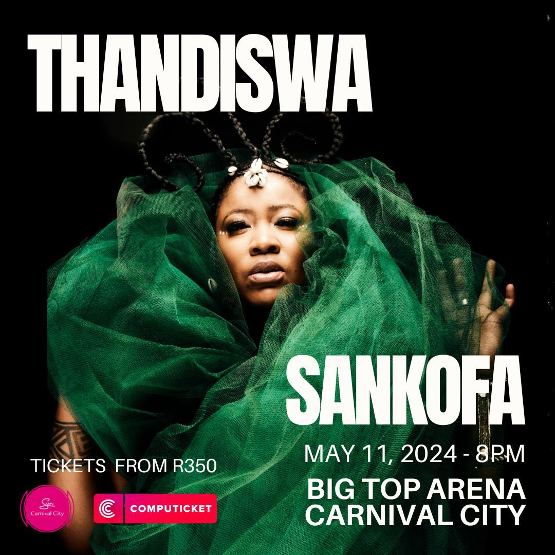 Somebody screeeeeeeaaaaam!!!! It’s happeninggggg!!!! Come to Carnival city to experience the launch of SANKOFA on May 11th. Tickets are at computicket! New single dropping now now🌸 I love you. GET YOUR TICKETS JOZI tickets.computicket.com/event/thandisw…