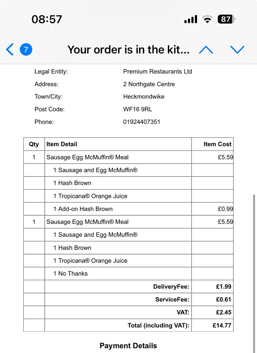 bethlodge's tweet photo. @Uber_Support hello here is what I ordered and here is what I received . The complete wrong order and your customer service team has told me I can’t have a refund please explain why? https://t.co/nduaOUjOlg