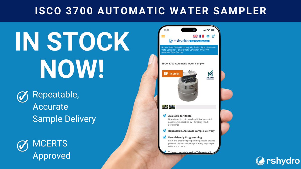 rshydro's tweet image. IN STOCK NOW!
Need to collect composite or sequential samples based on flow rate, time or storm conditions? The ISCO 3700 is ideal for waste water sampling and water quality sampling applications.
 
Explore ISCO 3700 today! eu1.hubs.ly/H08c8Pb0
#watersampling #mcerts #flowrate