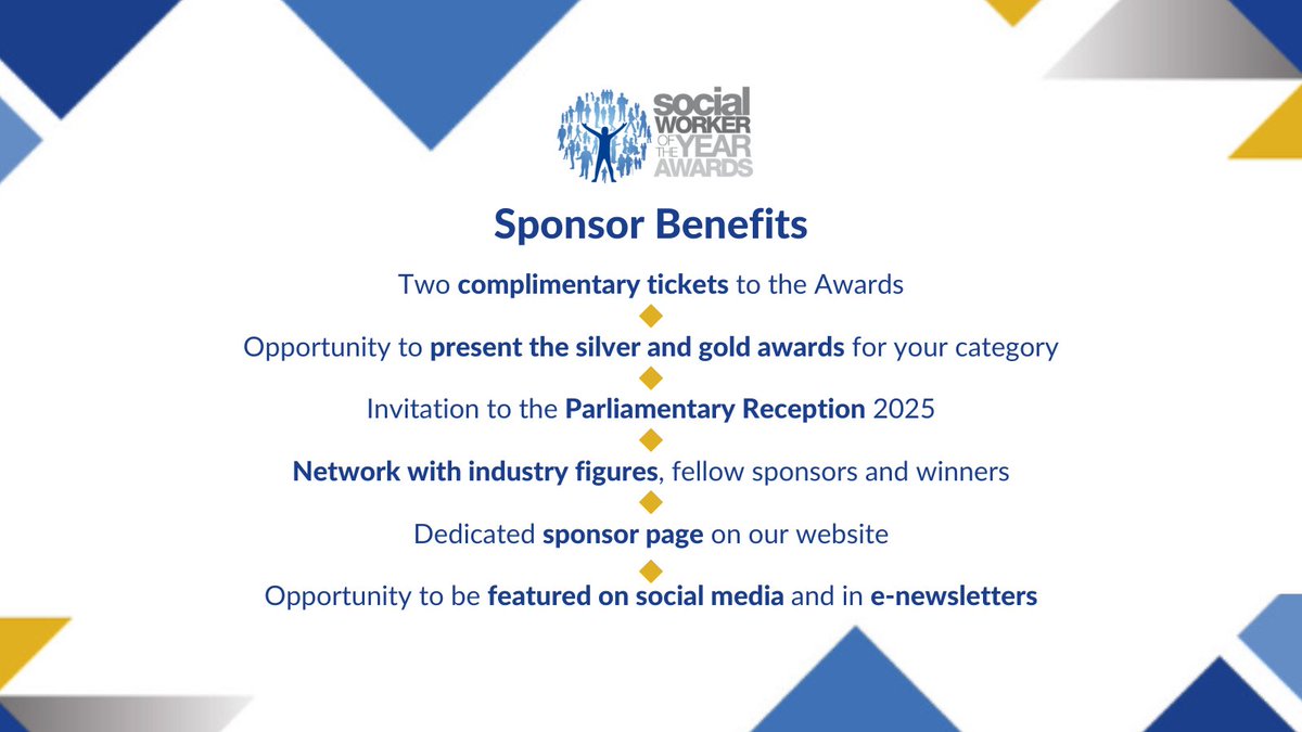 There are still a handful of sponsorship opportunities available for #SWA24 🌟 If your organisation is interested in supporting a category this year, drop us an email for more information: awards@socialworkawards.com #SocialWorkWeek