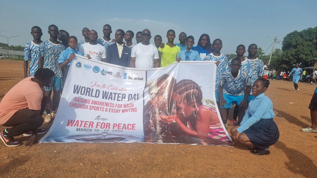WateraidLiberia's tweet photo. Cheers to the champions of the sch soccer &amp; essay competitions! @WaterAidLiberia will continue to spread good messages of water mgt &amp; provision, work with all towards a brighter, &amp; more sustainable future. Every drop counts!💧⚽️ #WorldWaterDay2024 
#ChangeTheScore 
@amcowafrica https://t.co/GVUFPWsTIi