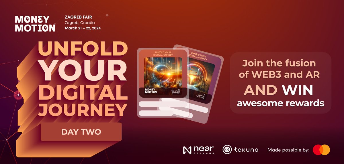 Tekuno (@tekunoapp) on Twitter photo Are you ready for Day2 of <a href="/MoneyMotionXYZ/">Money Motion</a>?
The energy is heating up and so are our prizes 🔥
Learn, connect, and collect the exclusive Day 2 #PODs and get a chance to win👇
🏞️Mastercard Priceless.com experience for 2 people in Istria
👕AR merch
#MoMo24 #Web3 Are you ready for Day2 of <a href="/MoneyMotionXYZ/">Money Motion</a>?
The energy is heating up and so are our prizes 🔥
Learn, connect, and collect the exclusive Day 2 #PODs and get a chance to win👇
🏞️Mastercard Priceless.com experience for 2 people in Istria
👕AR merch
#MoMo24 #Web3