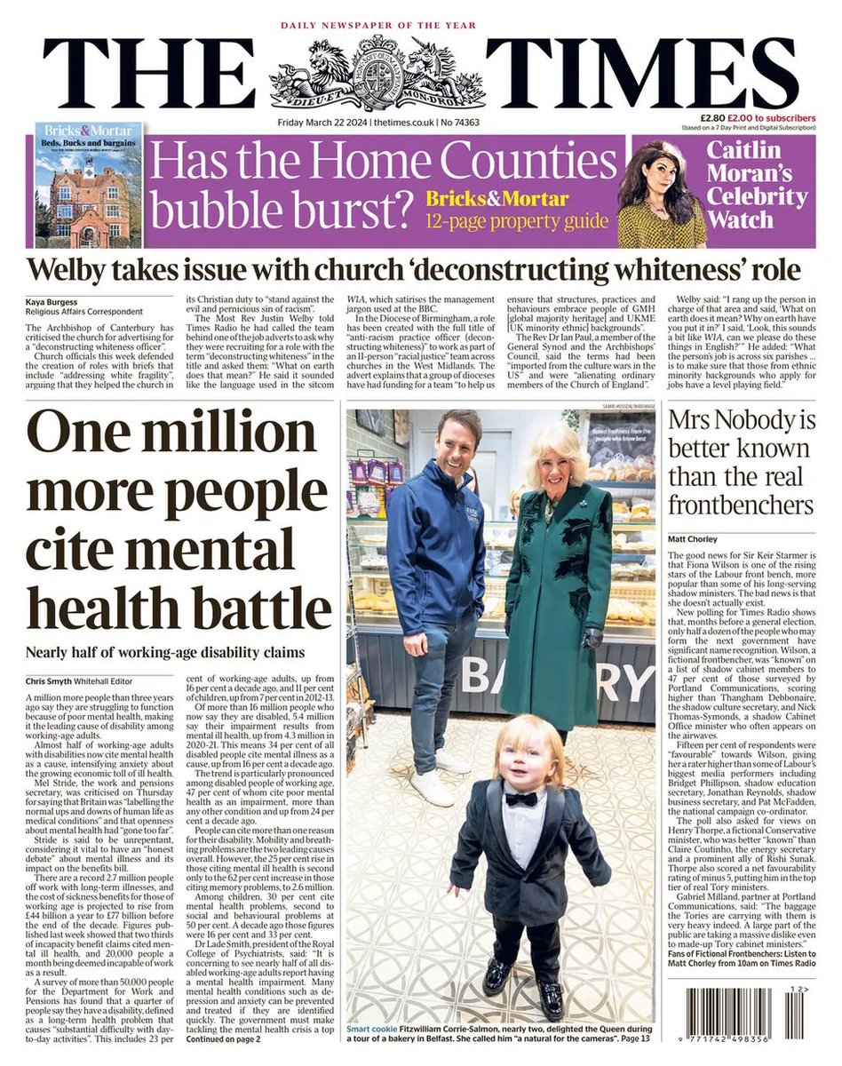 RCPsych President @DrLadeSmith says it’s concerning to see mental health impairments are increasingly preventing people from working on the front page of The Times this morning. She has called on Government to make tackling the mental health crisis a top priority.