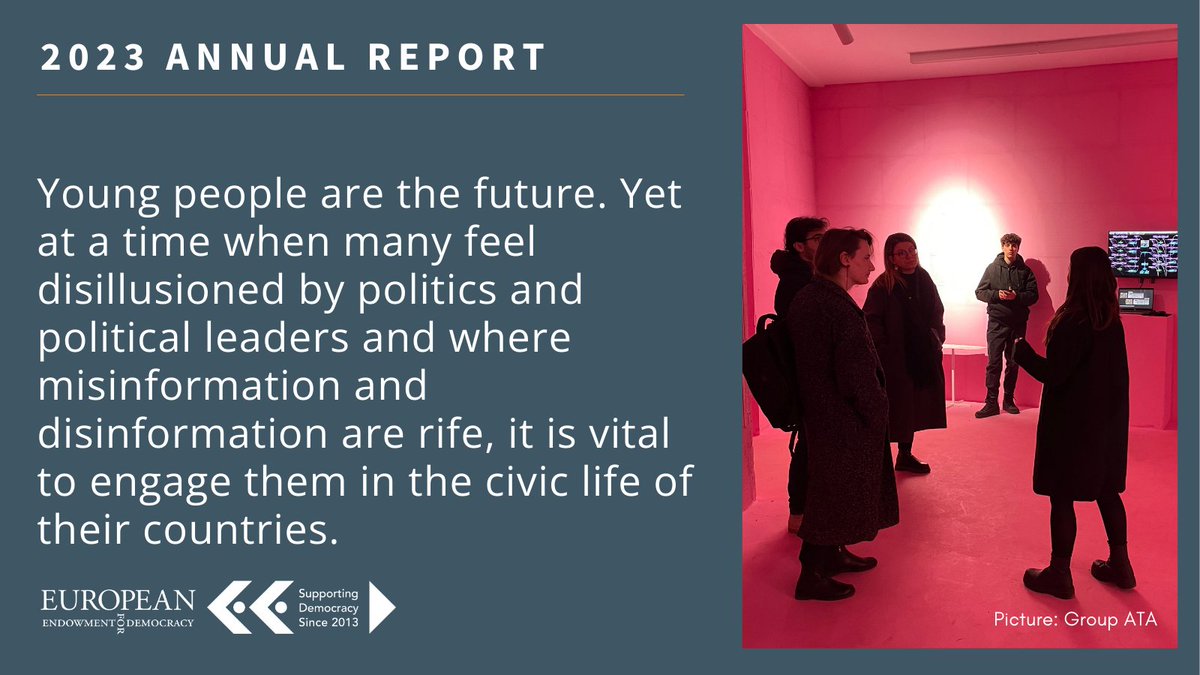 As many young people feel disillusioned by politics and political leaders and misinformation is rife, it's vital to engage them in the civic life of their countries. Check out our 2023 Annual Report and the inspiring stories of youth activists like @mkfech bit.ly/3Vr2pXU