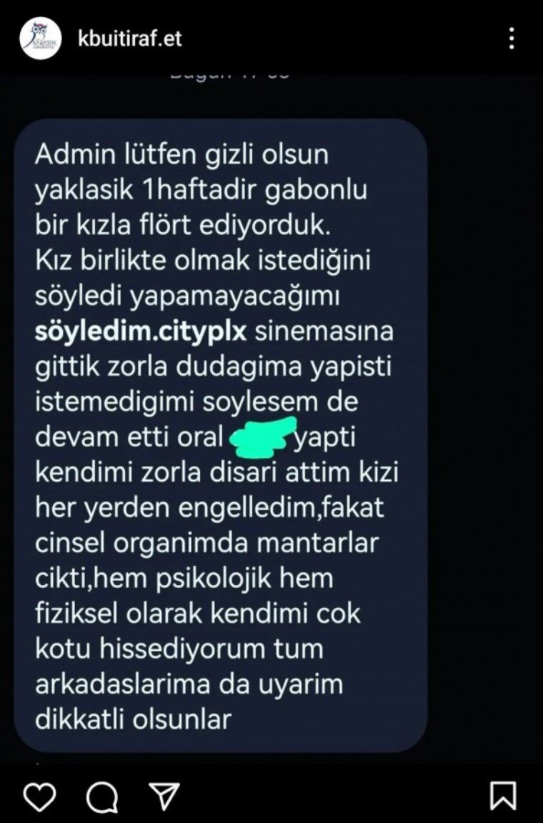 Karabük Üniversitesi'nde birçok öğrenci HPV ve HIV belirtileriyle hastanelere başvurdu. Instagram'daki 'Karabük Üniversitesi İtiraf Sayfası' isimli hesapta siyahi öğrencilerle cinsel birliktelik yaşayan Türk erkek ve kadın öğrencilerin 'itirafları' gündem oldu.