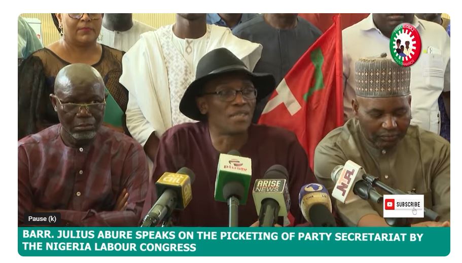 NEWS RELEASE National Chairman of Labour Party, LP, Comrade Julius Abure Speaks On The Picketing Of Party Secretariat By The NLC On Wednesday. labourparty.com.ng/national-chair…