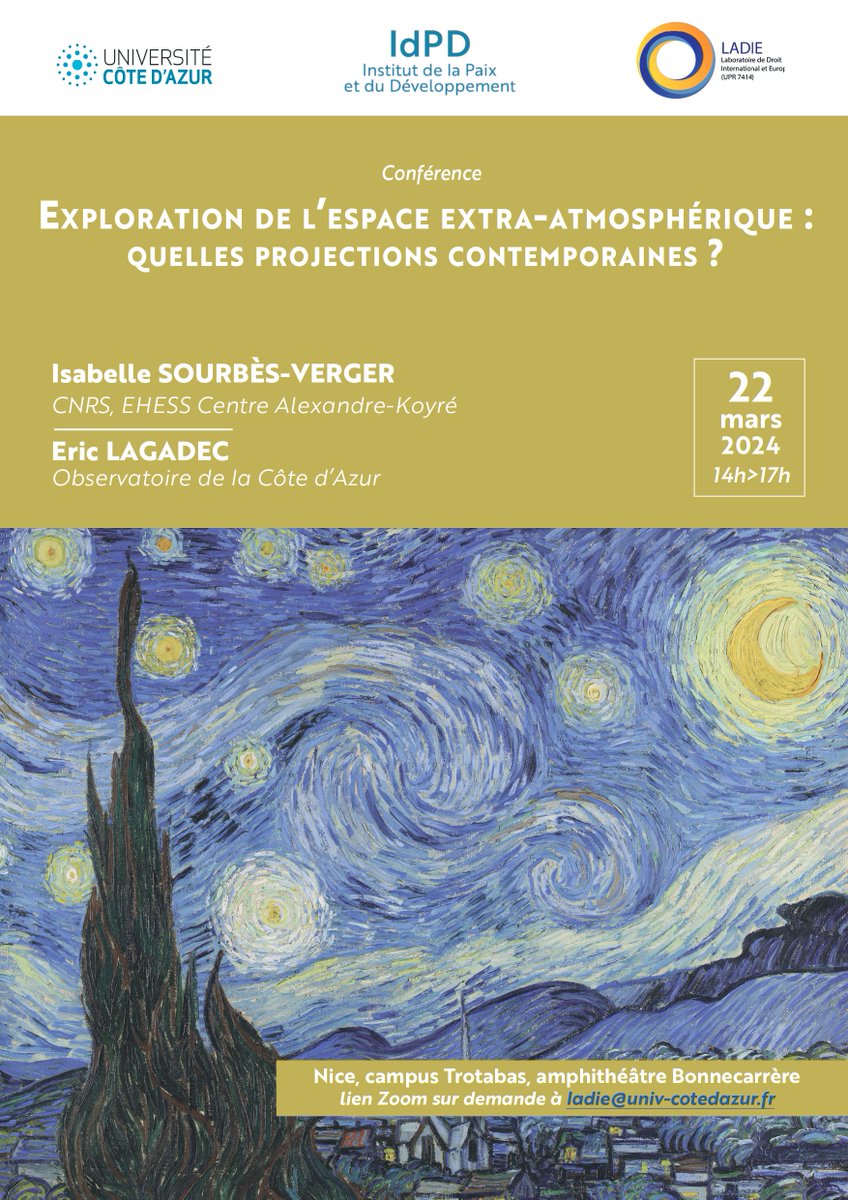 Julien Ancelin (@julien_anc) on Twitter photo Heureux d'organiser la Conférence du LADIE et de l'IdPD sur l'exploration de l'espace extra-atmosphérique. Merci à <a href="/EricLagadec/">Eric Lagadec✨🌍</a> de l'<a href="/Univ_CotedAzur/">Université Côte d'Azur</a> et Isabelle Sourbes-Verger du <a href="/CNRS/">CNRS 🌍</a> <a href="/EHESS_fr/">EHESS</a> d'envisager l'espace sous un angle interdisciplinaire à la Faculté <a href="/DroitScPoNice/">DroitSciencePoNice</a> Heureux d'organiser la Conférence du LADIE et de l'IdPD sur l'exploration de l'espace extra-atmosphérique. Merci à <a href="/EricLagadec/">Eric Lagadec✨🌍</a> de l'<a href="/Univ_CotedAzur/">Université Côte d'Azur</a> et Isabelle Sourbes-Verger du <a href="/CNRS/">CNRS 🌍</a> <a href="/EHESS_fr/">EHESS</a> d'envisager l'espace sous un angle interdisciplinaire à la Faculté <a href="/DroitScPoNice/">DroitSciencePoNice</a>