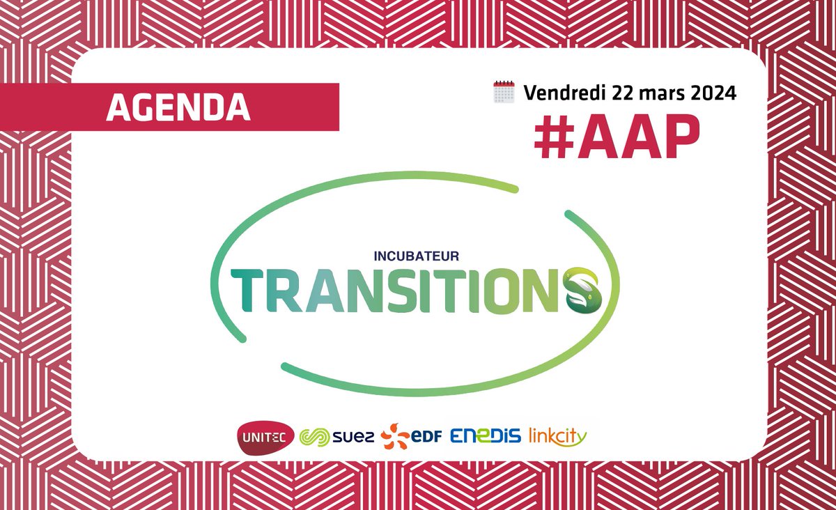 #Transitions : Dernier jour pour candidater à l'#AAP !📆 #Startup, tentez de rejoindre notre nouvel incubateur #Transitions, dédié aux transitions énergétiques et environnementales🌿 🤯Date limite de candidature : ce soir minuit ! unitec.fr/agenda/appel-a…