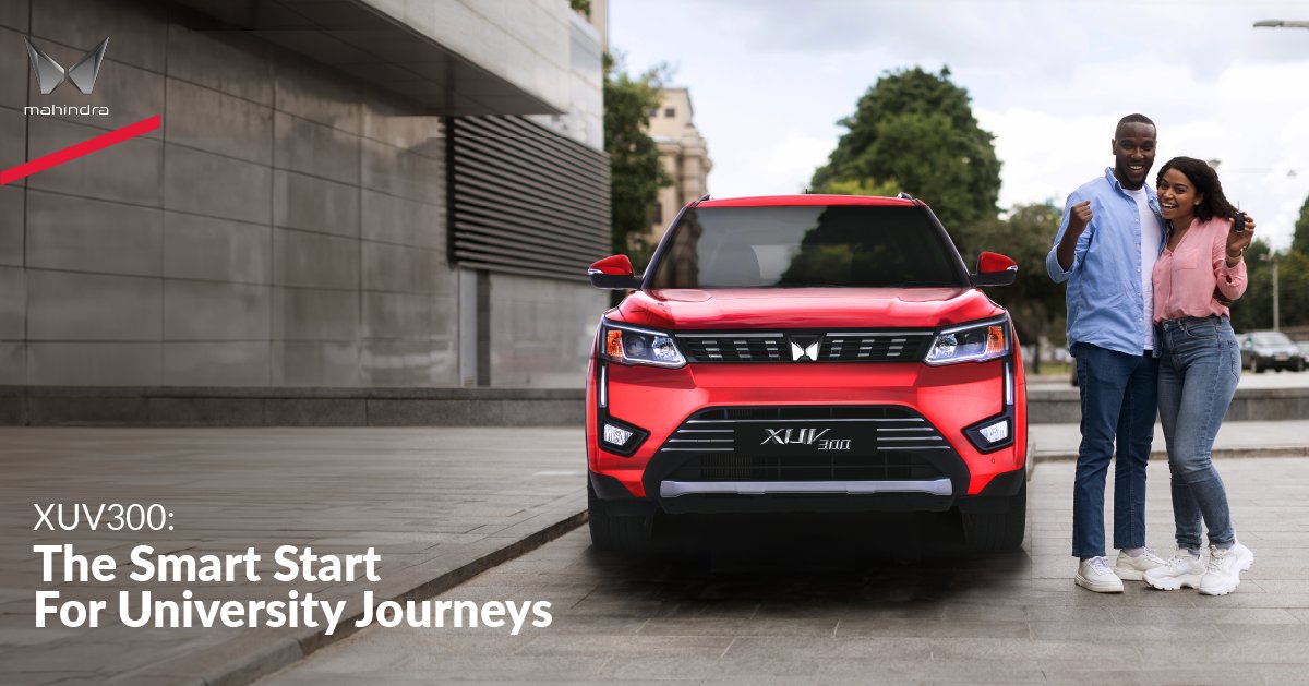 Mahindra_SA's tweet image. Make those college journeys Safe, Efficient, and Dynamic with the Mahindra XUV300 - the perfect first car for scholars. Reliable, safe, and stylish, it's designed to keep them comfortable on their new path to independence: tinyurl.com/yur3kdfs

#MahindraSA
