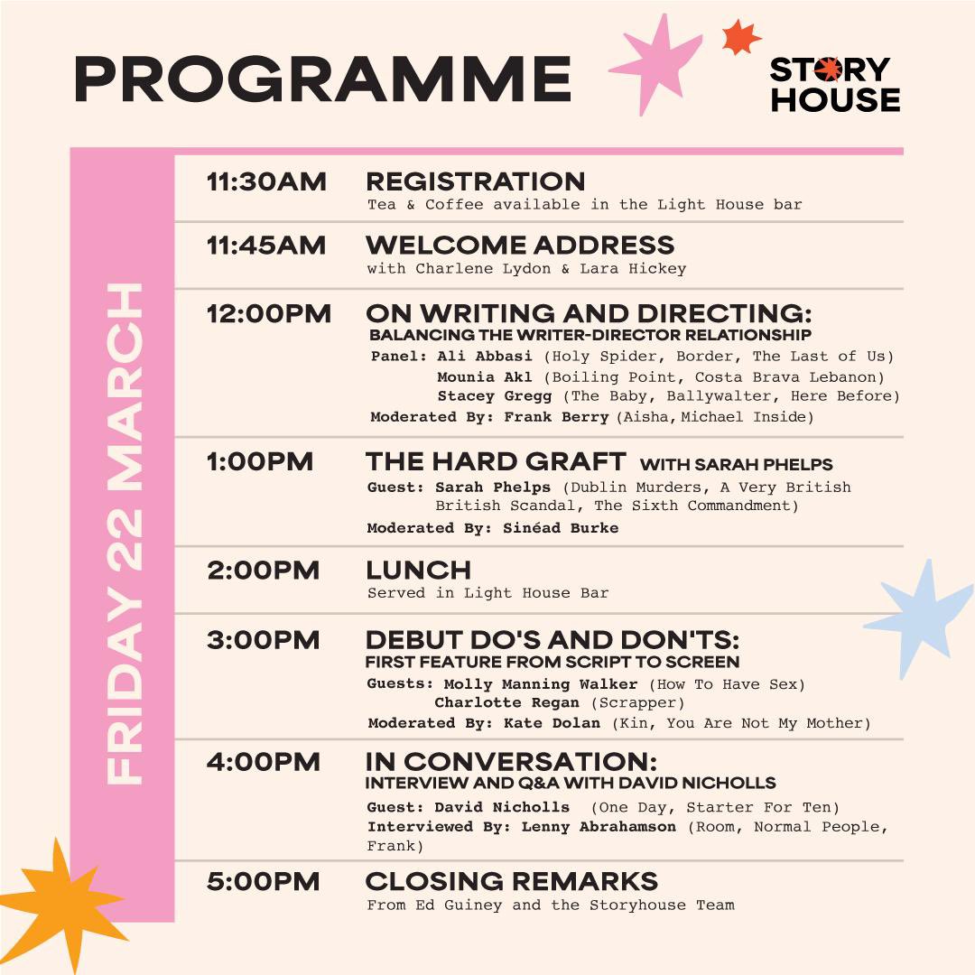 #StoryhouseIreland Day 2 📆 Here’s the full programme and schedule for the festival today at @LightHouseD7 - see you all soon ✨