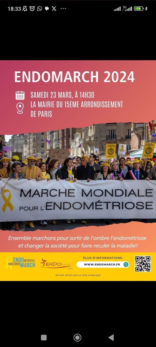 #Endomarch DEMAIN samedi 23 mars depuis la @mairie15 avec @ENDOmindFrance pour l' #Endometriose. @LCI @BFMTV @franceinfo @france2 @BFMTV @BFMParis @M6 @franceinter @Francetele @france3 @france24 @afpfr @LCP ⬇️