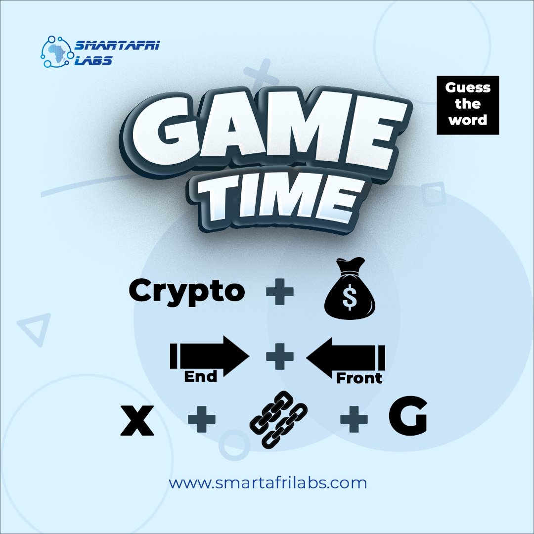 Yeyy! It’s Friday Let’s play a game! Guess the words and prove your tech skills! #SmartAfriLabs #Web3 #BlockchainTechnology #TechInnovation #TGIF #games #weekendvibes #backend #FrontEnd #developers #emojichallenge #Web3Games #tech #viral