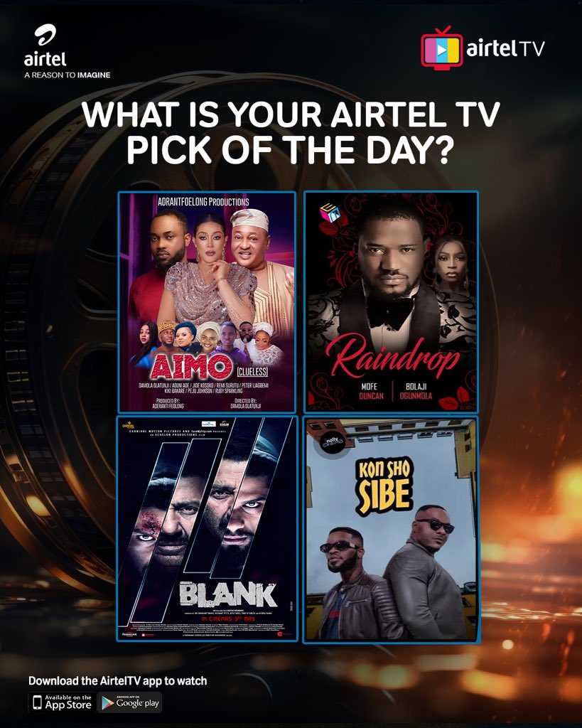 Say goodbye to boredom this weekend Download the Airtel TV app to watch any of these movies at no cost 😉. #AReasonTonImagine #AirtelTV